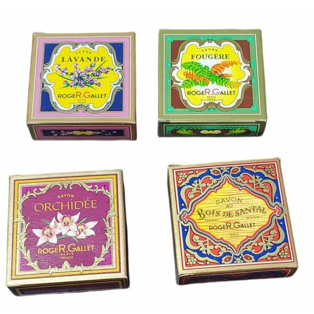 Roger & Gallet Soap Set France Fougere Lavender Orchid Sandalwood VTG Set Of 4